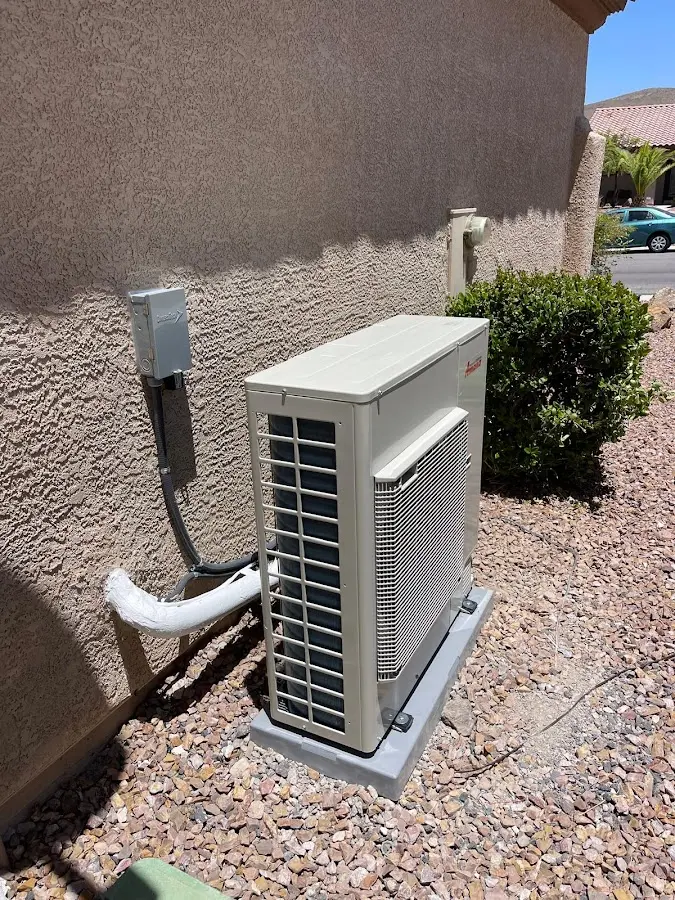Residential air conditioning condenser unit in San Diego Country Estates